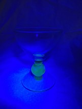 4” Tall Green Uranium Vaseline Wine Champagne Toast Glass Ball Stem - $19.60