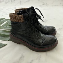 Rieker Womens Lace Up Boots Size 41 Faux Patent Leather Chunky Combat Le... - $44.54
