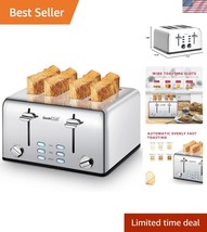 Versatile 4 Slice Stainless Steel Toaster with Wide Slots &amp; Dual Controls - $1,681.19 MXN