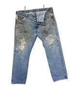 Levi’s 501 Mens Jeans Trashed Holes Damaged Stains Used Worn 43 x 31 - $369.07 MXN