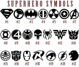 Superhero Symbols Vinyl Decal Sticker Car Window Batman Superman Spiderm... - £2.99 GBP+