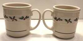 Retired LONGABERGER  Pottery Woven Traditions Holly Mug Set of 2 Made in USA - £18.00 GBP