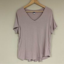 Blush Pink Flowy Shirt Women’s Large Short Sleeve Tee Top Blouse Old Nav... - $11.88
