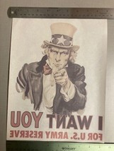 VTG Uncle Sam I Want YOU For US Army Reserve Iron On 70&#39;s Transfer (for ... - $6.35