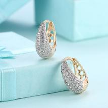 Crystal Micro-Pav&#39;e Pear Shaped Teardrop Huggies Set in 18K Gold - £6.73 GBP