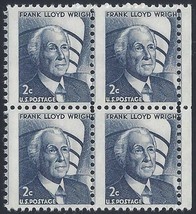 1280 - 2c Margin Misperf Error / EFO Block of 4 &quot;Frank Lloyd Wright&quot; Min... - £6.91 GBP