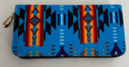 Native American Indian Women Fleece Organizer Foldable Wallet Blue - $21.39