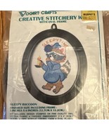 Vogart Crafts Creative Stitchery Kit Sleepy Raccoon 5” X 6” Crewel Vintage - £11.55 GBP