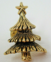 Christmas Tree Star Topper Lapel Pin Vintage Gold Colored Formal - $11.35