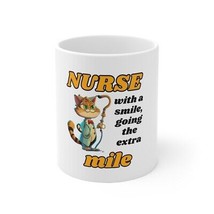 White Ceramic Mug Nurse 11oz | Nurse With A Smile Going Extra Mile | Nur... - £8.69 GBP
