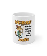 White Ceramic Mug Nurse 11oz | Nurse With A Smile Going Extra Mile | Nur... - £8.63 GBP