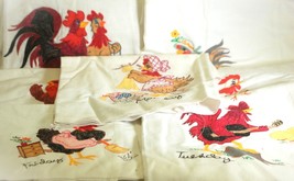 Days of Week Printed Flour Sack Tea Towels (7) Farmhouse Chickens &amp; Roosters - £31.53 GBP