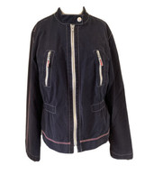 Ann Taylor Loft Moto Jacket Women’s Large Navy Blue Full Zip Zipper Pockets - £15.02 GBP
