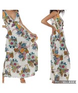 RAGA NWT Sleeveless Tiered Hem V Neck Summer Maxi Dress White Floral Siz... - £62.83 GBP