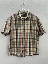 Timberland Mens Shirt Size Large Brown Plaid Short Sleeve Button up - £11.25 GBP