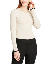 Ann Taylor Women&#39;s Ruffle Pointelle Sweater, Delicate Ecru, M (4412-5) - £27.25 GBP