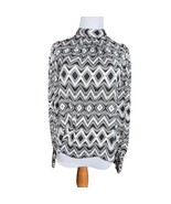 JOIE BLACK WHITE GEOMETRIC PRINT HIGH PLEATED NECK BLOUSE WOMEN SIZE XS ... - $16.99 CAD