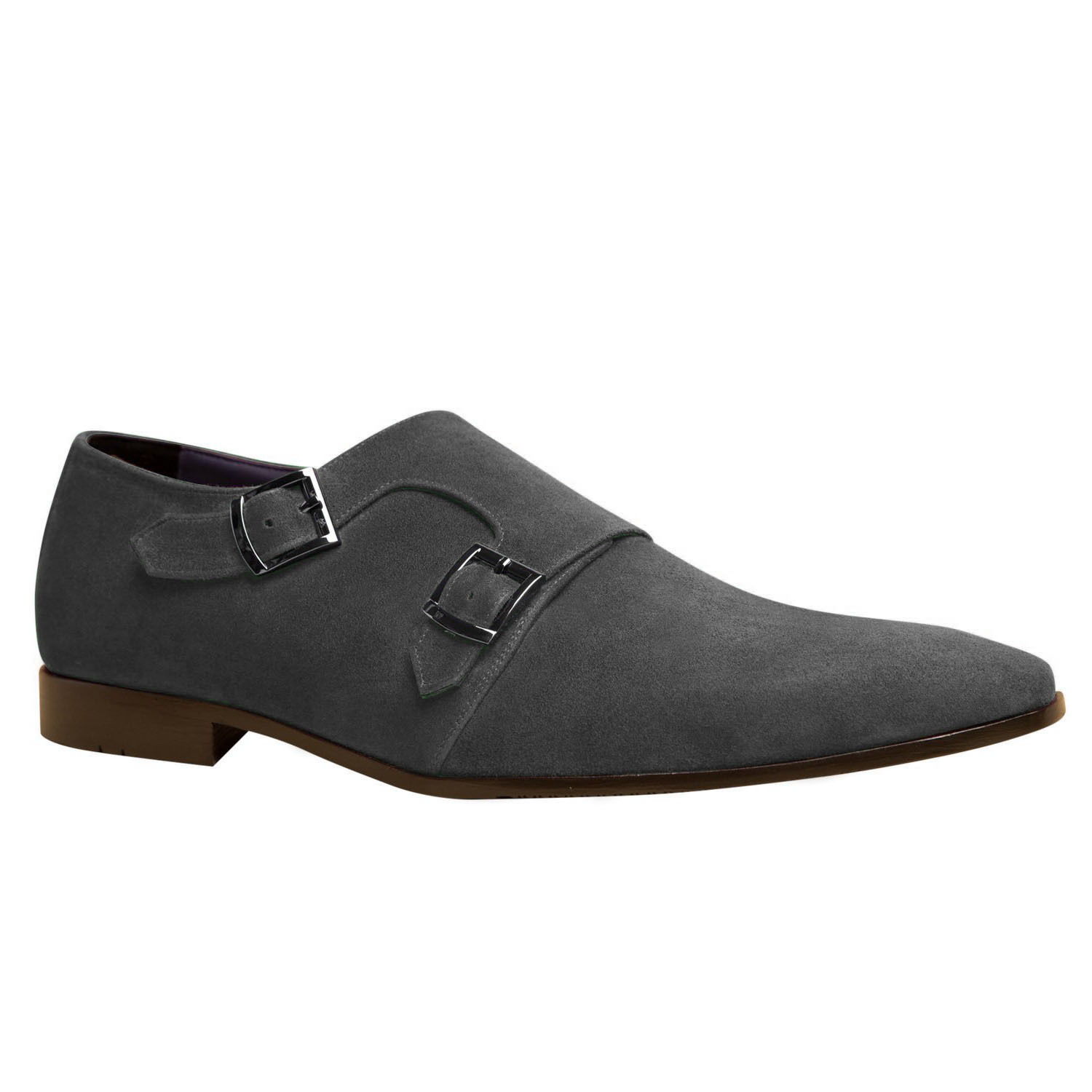 NEW  Handmade Gray Suede Color Shoes, Men's Double Monk Shoes, Men's Straps Shoe