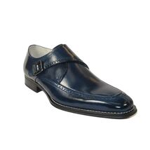 Men's Giovanni Shoes High Quality Leather Monk Strap Buckle AMATO Navy image 2