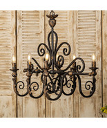 Vintage Wrought Iron Chandelier: 6-Light Country Style - $8,105.01 MXN