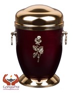 Beautiful Burgundy  Metal Cremation Urn for Ashes with Rose Adult Cremat... - $105.00