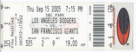 2005 LA Dodgers @ San Francisco Giants Full Unused ticket Sept 15th Bond... - $176.78 MXN