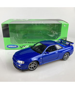 Welly 1:24 Nissan Skyline GTR R34 Sportcar Diecast Model Blue Fast &amp; Fur... - $29.95