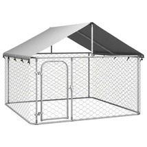  Dog Kennel Silver Galvanized steel, polyethylene Large Dog Kennel - $311.82 CAD