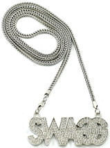 SWAGG Necklace New Crystal Rhinestone Pendant with 36 Inch Franco Style ... - £24.74 GBP