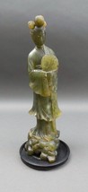 Antique Chinese Jade Carving Statue Of Standing Figure Of Woman Holding Fan 12&quot; - £783.68 GBP