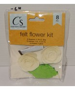 Crafters Square Felt Flower Kit 8 pc package white green - $4.90