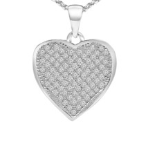 1/4 CT Real Moissanite Heart Pendant Necklace 14K White Gold Plated 925 Silver - £51.70 GBP