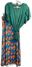 NWT LULAROE Large Floral Slinky Maxi Skirt/3XL Solid Green Remi V-neck Tee - $90.00