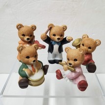 5 Teddy Bear Band Figurine Set HOMCO Orchestra Flute Drums Violin Figurines - $8.91