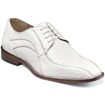 Stacy Adams Turano Bike Toe Oxford Croc Print Shoes White 25576-100 - £81.10 GBP