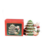 NOS Vintage 90s Hand Painted Ceramic Christmas Tree Santa Bear Teapot Pr... - $59.35