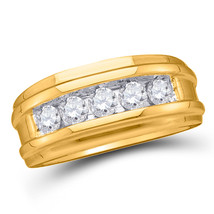 14kt Yellow Gold Mens Round Diamond 5-Stone Wedding Band Ring 2.00 Cttw - £4,794.44 GBP