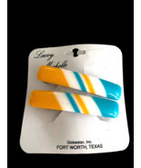 Vintage 80s Hair Clips Barrettes NEW Lacey Michelle Yellow Teal Stripe W... - $65.23