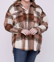Blue B plus size yarn dyed plaid shirt jacket Rust Brown Multi - $513.20 MXN
