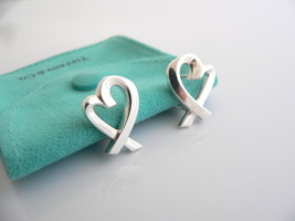 Tiffany &amp; Co Silver Picasso Large Loving Heart Earrings Studs Rare Gift ... - $268.00