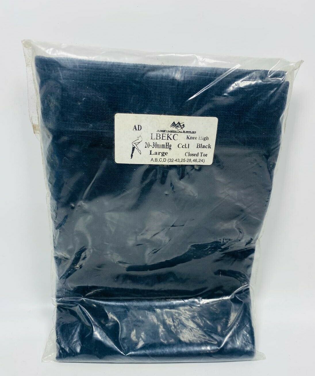 Compression Therapy Knee High Stockings 20-30 mmHg Closed Toe - BLACK/LARGE - $14.84