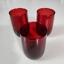 Anchor Hocking Royal Ruby Roly Poly Juice Tumblers 3 pc Set, Vintage 5oz... - $14.01