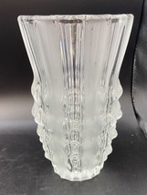 Heavy Glass Vase Frosted &amp; Clear 8” Tall Vintage Ground Base - £23.87 GBP