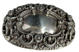 Vintage 1995 Silver tone Metal Cherub 3.5&quot; L Belt Buckle - $17.95