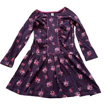 Tea Collection Size 7 Purple Knit Long Sleeve Dress Floral Print - $17.28
