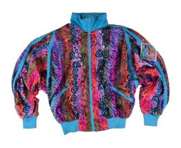 HOTDOGGER USA Vintage 90&#39;s Abstract Full Zip Windbreaker Jacket Size Medium EUC - $123.75