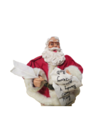 Fabric Clothtique Santa Clause Figurine 10&quot;T Holding List Red Black Chri... - £15.27 GBP