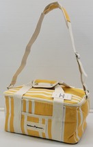 KK) Business and Pleasure Canvas Fabric Cooler Bag Yellow White Stripes - $19.79