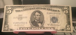 1953 A $5.00 Blue Seal Silver Certificate Rare US Currency Highly Collec... - $34.44