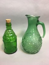 2 pc.Vintage Green Glass Bottle Decanter pitcher mcgovern american army ... - $41.57